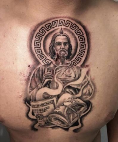 San Judas Chest Tattoo