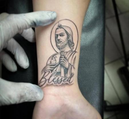 San Judas Wrist Tattoo
